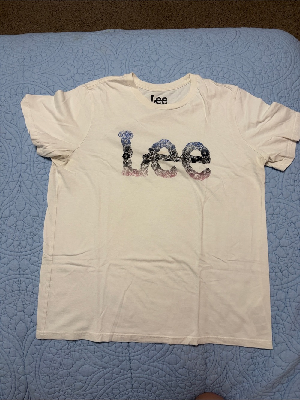 Lee Cream Short Sleeve Logo Tee with Floral Print